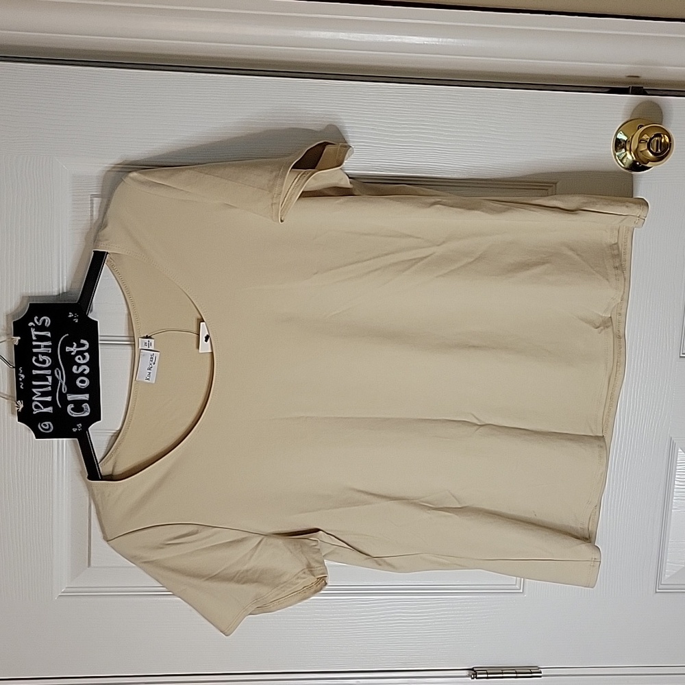 Kim Rogers 2X Blouse New Beige Short Sleeve